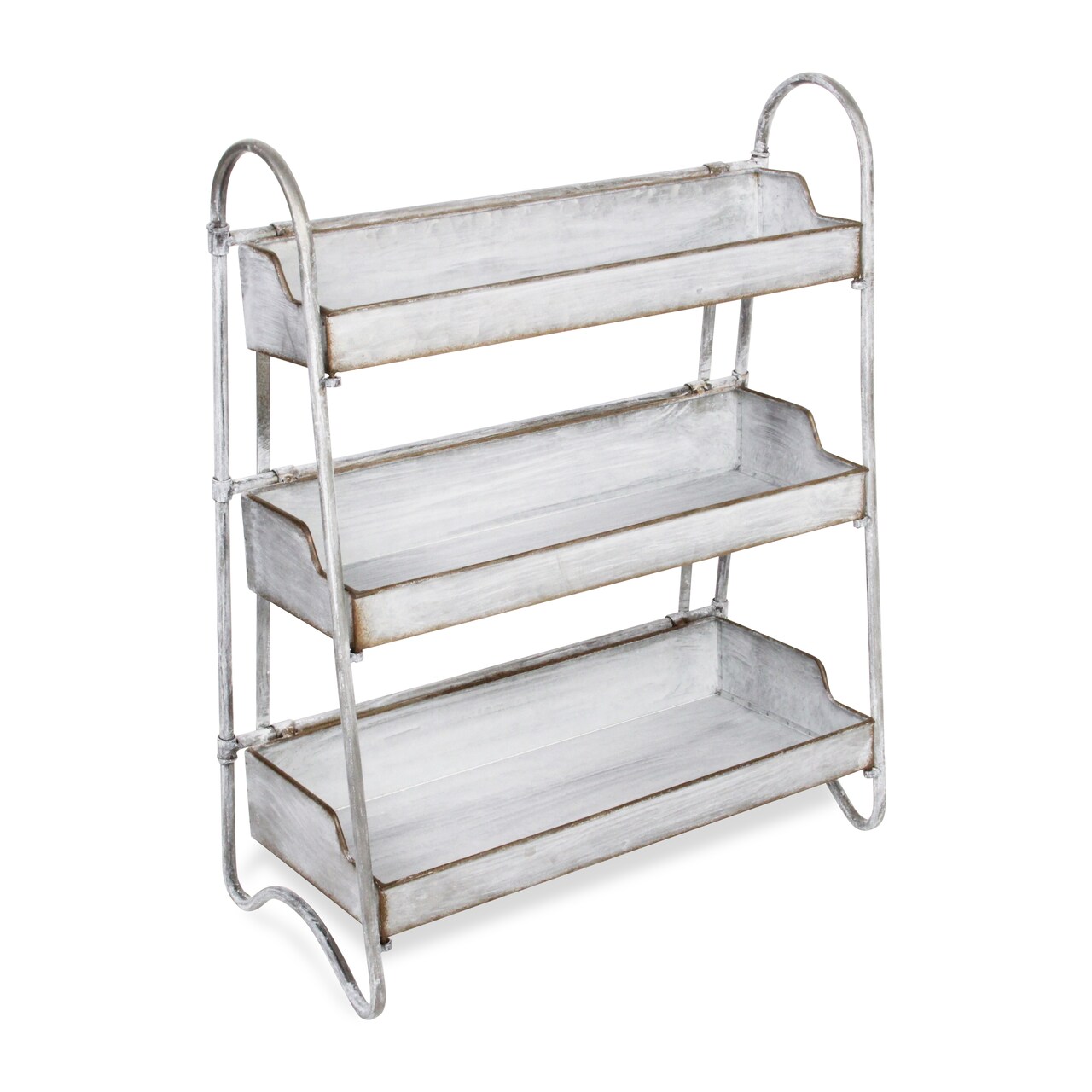 Contemporary Home Living 22.5" Gray 3-Tier Galvanized Rectangular Shelf Rack